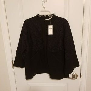NWT Field Flower Lace Bell Sleeve Sweater Jacket L